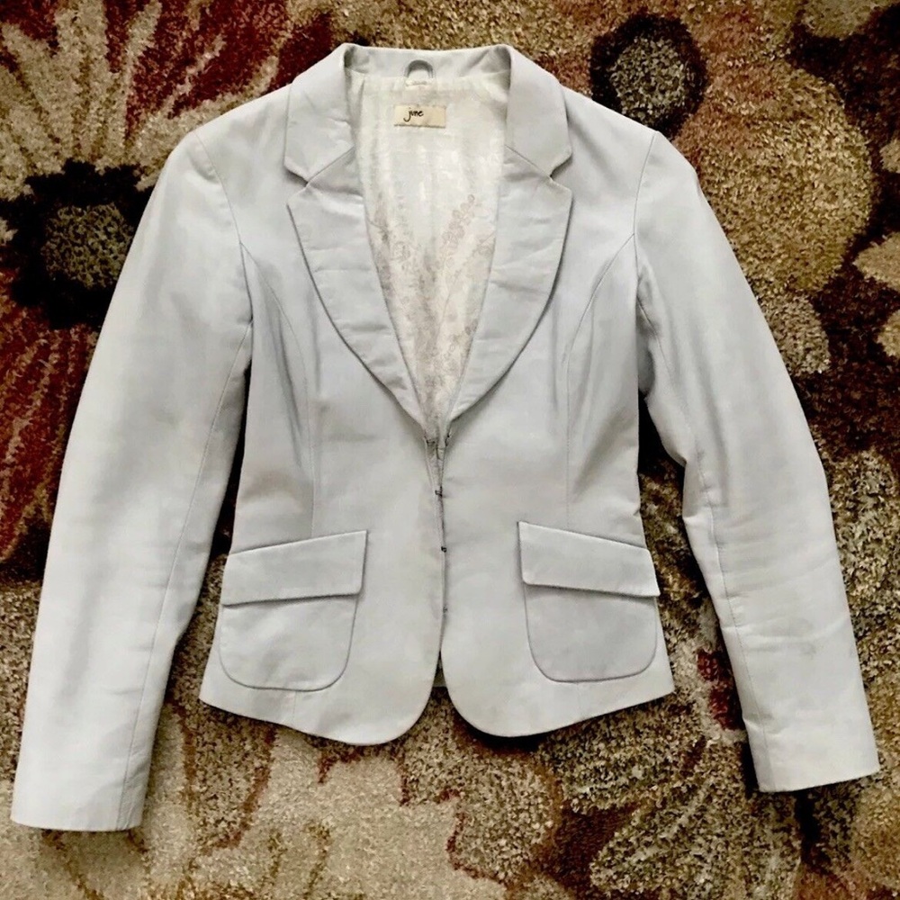 June Grey/Light Blue Soft Leather Blazer